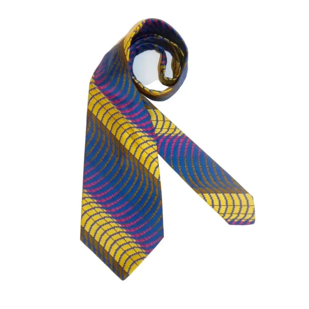 Vintage 60s 70s Olga Marina Wide Mod Optical Stripe Necktie